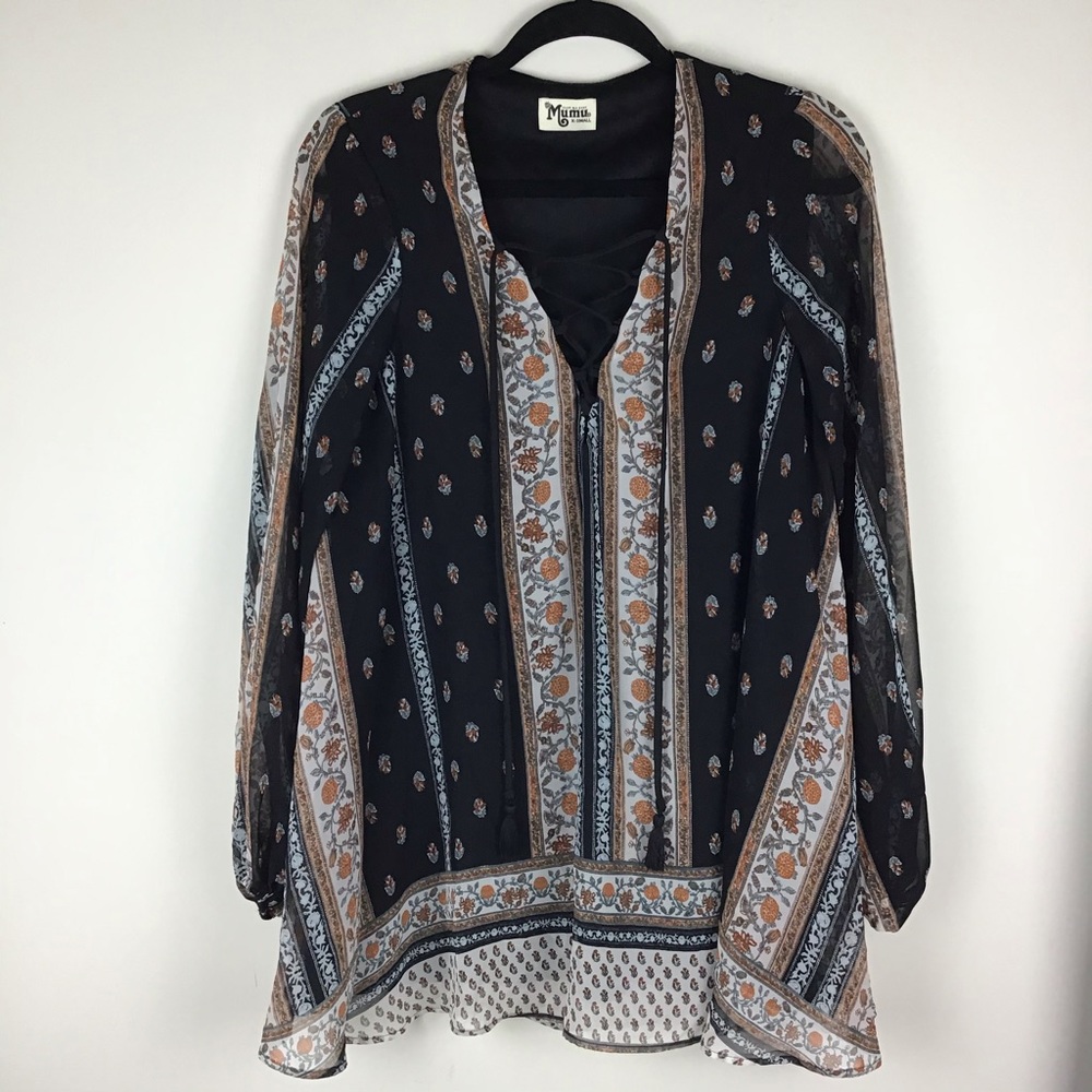 Show Me Your MuMu Lighting Bird Tunic Blouse Sz XS